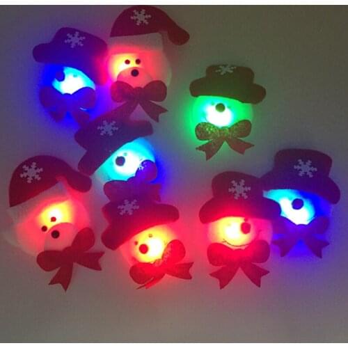 2018 24pcs/lot Gift Toys Led Santa Claus Snowman Flashing Light Brooch Pendants Christmas Decoration Hanging Ornament Children