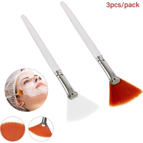 3PCS Practical Facial Brushes Fan Makeup Brushes Soft Portable Mask Brushes Cosmetic Tools for Women Ladies Girls Beauty Make up