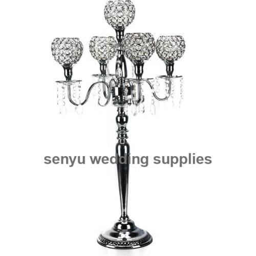 80cm tall 5 arm gold wedding glass bead candelabra and flower stands for center piece decorative senyu0480