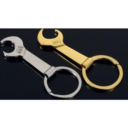 Free shipping Tool Metal Wrench Spanner Lever Bottle Opener Key Chain Keyring Gift Silver Gold 2 Color