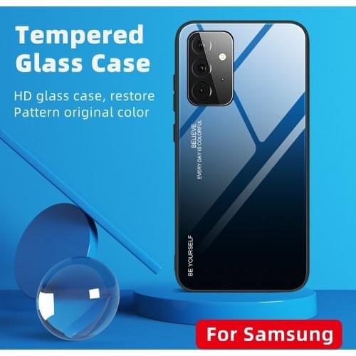 Phone Case For Samsung Galaxy S21 Ultra Gradient Tempered Glass Case For Samsung S21 Plus Anti-knock Back Coque For S21+ Fundas