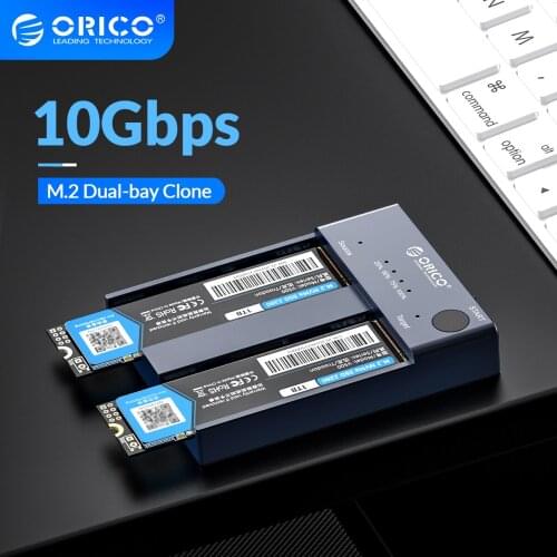 ORICO Dual Bay NVME Case SSD Docking Station Enclosure 10Gbps Offline Clone USB 3. 1 Type-C For M Key M/B Key NVME PCIe SSD 4TB