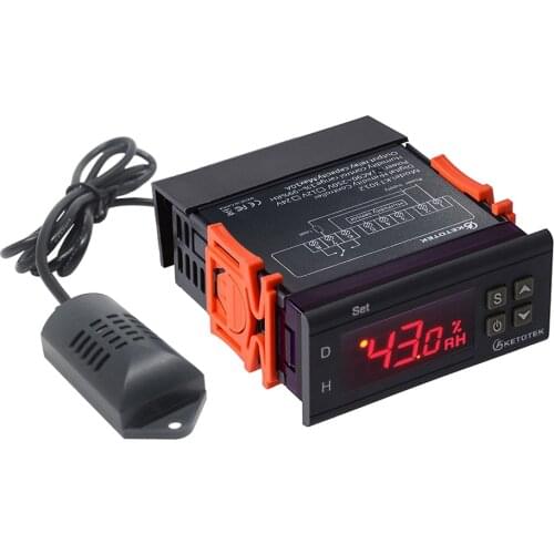 Digital Humidity Controller 10%-99%RH 220V 10A Thermometer Hygrometer Incubator Dehumidifier Thermostat Humidistat With Sensor
