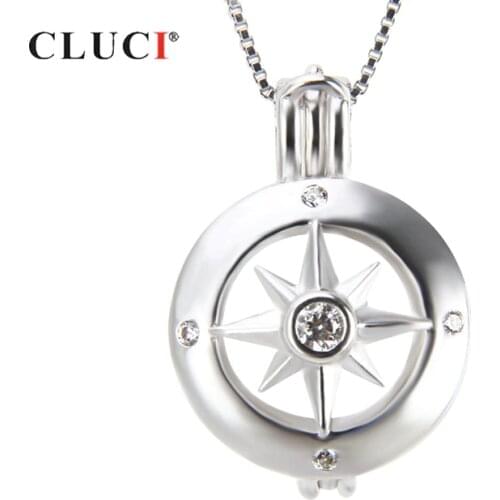 CLUCI 925 Sterling Silver Vintage Wheel Charms Pendants Necklace Personality DIY Jewelry Real Silver 925 Pearl Locket SC201SB
