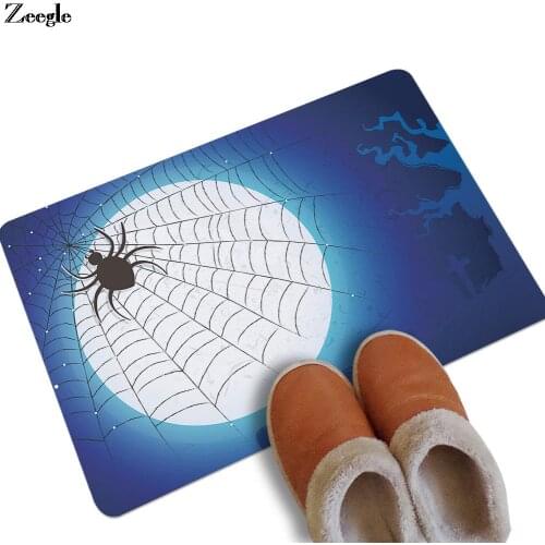 Home Decor Rubber Doormat Halloween Full Moon Water Absorbent Foot Mat Anti-slip Carpet Floor Mats Outdoor Front Door Mats