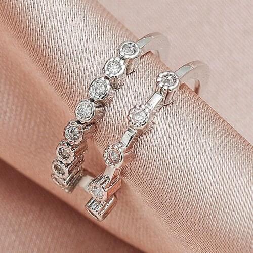 Double Layered No Pierced Earcuff Earrings Crystal Clip Earrings for Women Geometric Without Piercing Ear Wrap Bone Jewerly