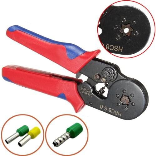 HSC8 6-6 Six Mandrel Ratchet Ferrule Crimper Plier Crimp Wire Connector 0.25 - 6