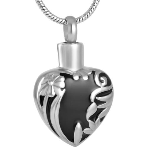 IJD8678 Free Engraving 316L Stainless Steel Heart Urn Necklace Pendant With Funnel Kit Cremation Ashes (Heart Pendant)