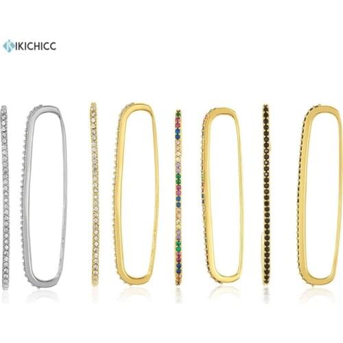 Kikichicc 925 Sterling Silver Multi Color Cuff Bar Ear Cuffs Earrings Rainbow Crystal Jewelry 2020 Best Gift For Women Statement