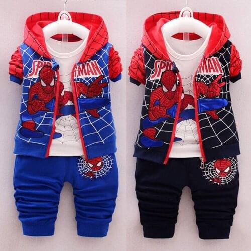 Boys' Clothing Autumn Long Sleeve Suit 0-3years Old4 Long Sleeve Baby Children Spring Cartoon Hoods Three Piece Set for Children