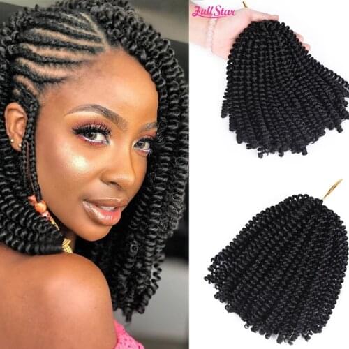 Full Star Spring Twist Crochet Hair for Women 8 inch Black Brown Blonde Synthetic Hair Pre twisted Spring Twists Crochet Braids