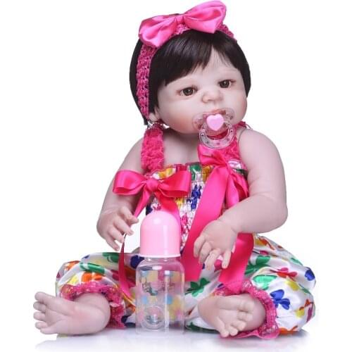 NPKCOLLECTION Lifelike Doll Reborn Full Vinyl Babies Doll For Girls 57CM Realistic Soft Alive Reborn Baby Doll For Kids Playmate