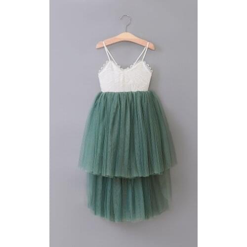 Girls 2020 Summer New Long Dress Childrens Strap Ankle Princess Puff Yarn Dresses