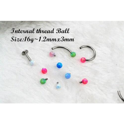 LOT10pcs 16g Body Jewelry Piercing Opal Ball Replacement for Ear Helix Tragus Lip Labret Monroe Eyebrow Horseshoes Piercing