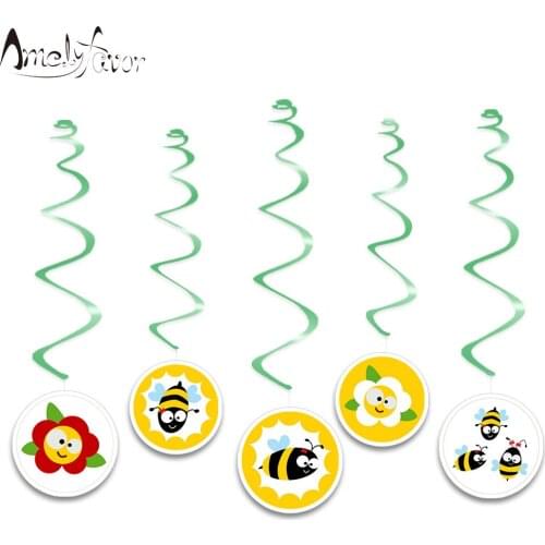 Honey Bee Insects Theme Ceiling Hanging Swirl Decorations Yellow Black Bee Label Grand Event Birthday Party Decorations Supplies
