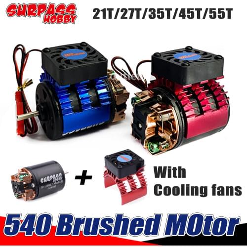 Surpass Hobby Waterproof 540 Brushed Motor Brush Motors 3.175mm Shaft 36mm Cooling Fans Heatsink for 1/10 1/12 Rc Car Crawler