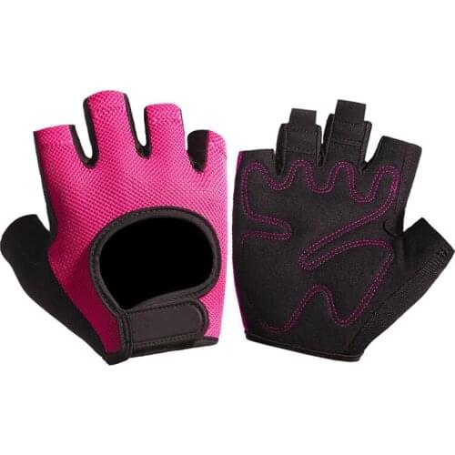 Men Women Pink MTB Bike Half Finger Gloves Sport Fitness Bicycle shockproof Body Building Gloves skiing Gloves outdoor