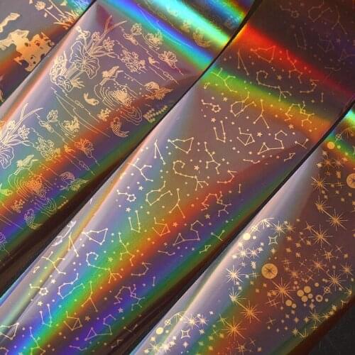 10pcs/set Transparent Nail Foils Set 4*20cm Laser Gold Paper Constellation Starry sky DIY Laser Glitter Nail Adhesive Sticker