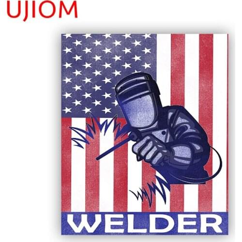 UJIOM Sticker American Flag Welder Design Wallstickers Wall Art Waterproof Decal Home Living Room Decoration Removeable Decals