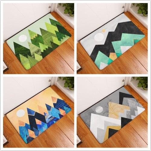Nordic Anti-Slip Door Mat Waterproof Mountain Painting Carpets Bedroom Rugs Decorative Stair Mats Home Decor Crafts