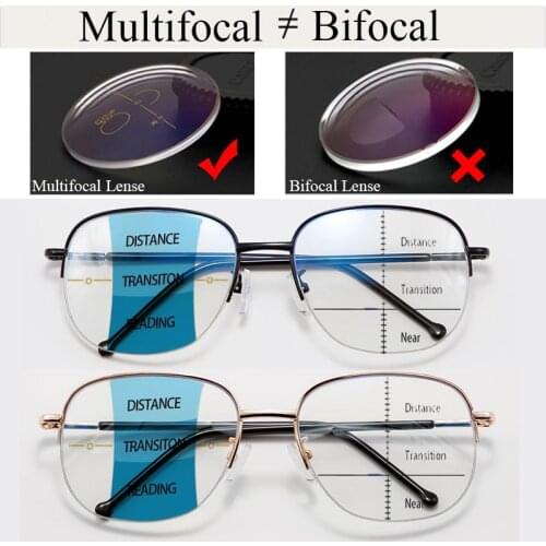 New Progressive Multifocal Half-Frame Reading Glasses Women Men Anti Blue Ray Ultra-light Readers Eyeglasses Diopter 1.0 To 4.0