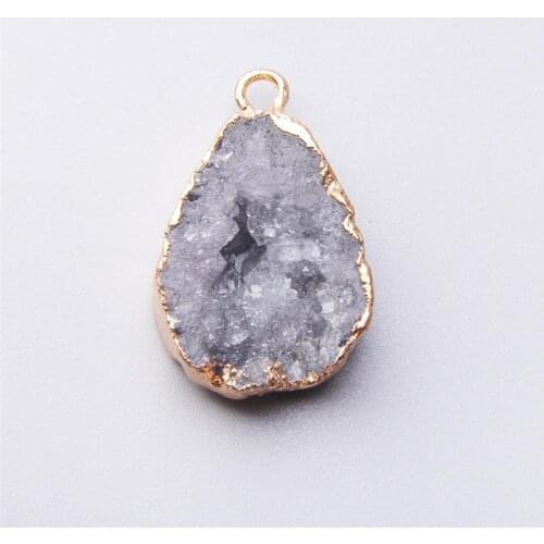 Wholesale Geode Quartz Drusy Pendant Natural crystal Stone Quartz Drusy Necklace agstes Pendants For Necklace women jewelry DIY