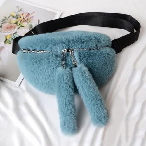 2021 Waist Bag Women Luxury Fashion women Plush Female Faux Fur Bag Furry Fluffy Designer Cute Waist Packs Bum Bag For Party
