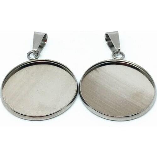 10pcs/lot Stainless Steel Blank Cabochon Base Setting Charm Pendant Fit 6 8 10 12 14 16 18 20 25 30mm DIY Jewelry Making Finding