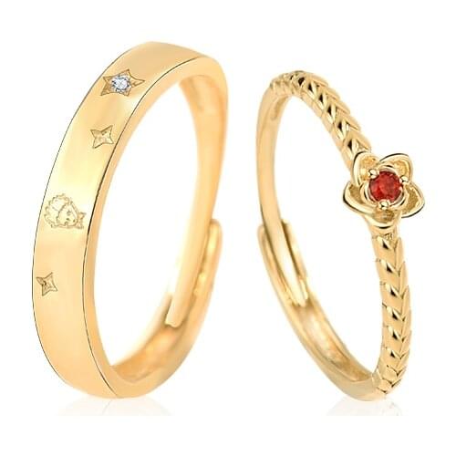 Rose Flower S925 Sterling Silver Couple Ring Fashion Design Open Engagement Wedding Jewelry