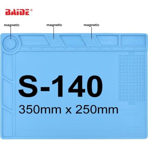 S-140 35 x 25cm Blue Rubber Silicone Pad with Magnetic Repair Mat Heat Insulation BGA Soldering Repair Station 30pcs/lot