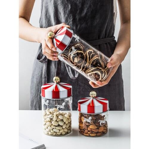 Nordic carousel, creative glass sealed cans, household storage cans, coffee, tea, candy, cereals, jar storage