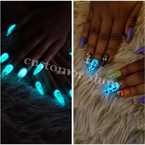 Mixed 5 colors 100g/lot, Luminous glow in dark powder Phosphor pigment powder for Nail Polish,Decoration pigment