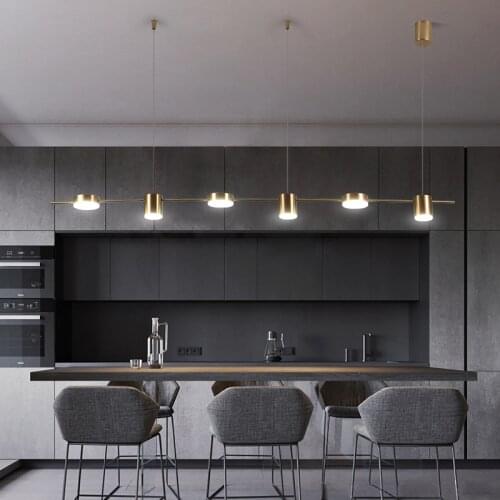Modern minimalist Dining room Black/Golden LED Chandelier Kitchen island Hanging lights Restaurant Nordic deco Pendant lamps