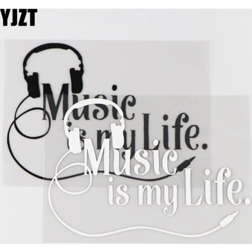 YJZT 14.9×10.1CM Art Fashion Music Is My Life Creative Car Sticker Vinyl Decal Black/Silver 4C-0158