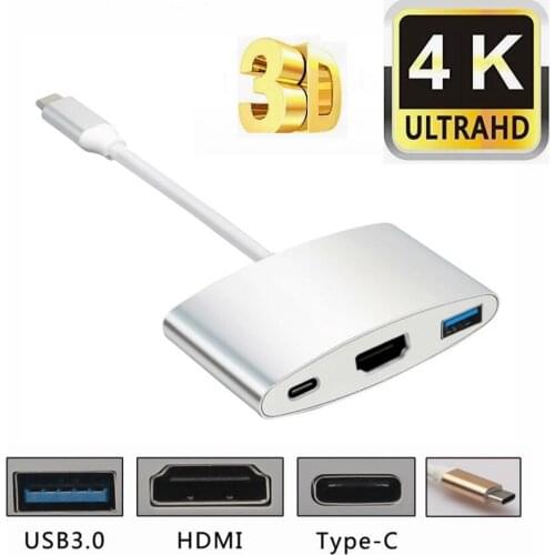 High quality 3 in 1 USB C 3.1 Hub Type C to HDMI PD USB 3.0 Digital Multiport Converter Adapter For Macbook Samsung Huawei