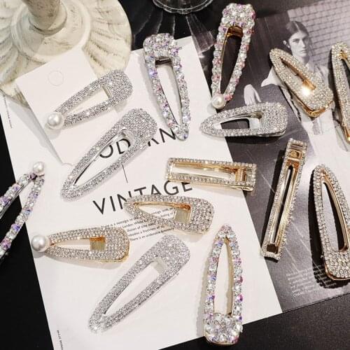 1pcs Shiny Rhinestone Crystal Pearl Hair Clip Hairpins Barrettes for Girl Women Headwear Hairclip Hair Accessories