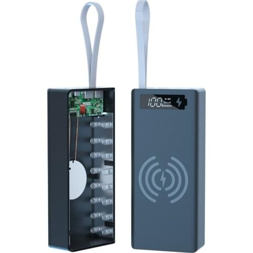 18650 Battery Charger Box Power Bank Holder Case Dual USB LCD Display Support Quick Wireless Charger Battery Shell Storage