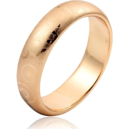 Yellow Gold Color D Shape Band Laser Circle Wedding Engagement Rings For Women Couples Simple Bague Size 8 9 10 11 Men Jewelry