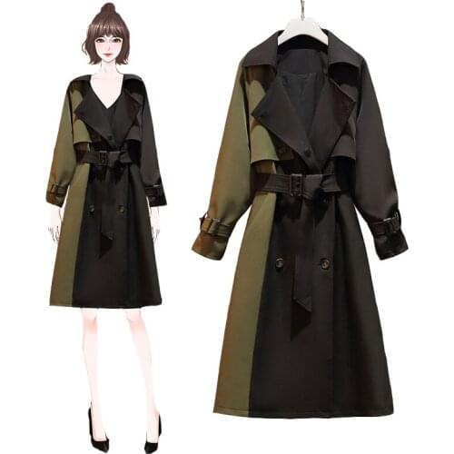 2021 Autumn Winter Casual Windbreaker Coat Women Plus Size Loose Double-Breasted Outerwear Ladies Slim Medium Long Trench Coat