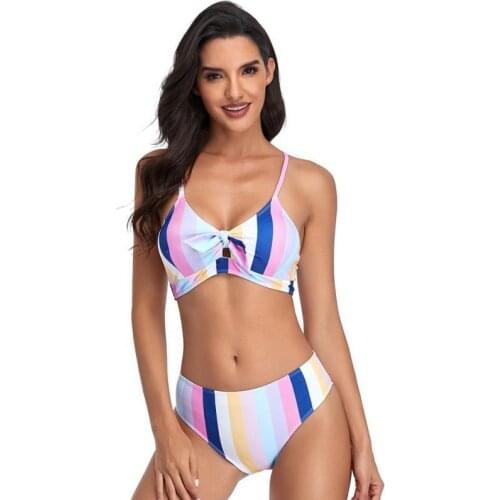 Women Striped Bikini Push Up Brazilian Bikini Two Piece Bikini Swimsuit Swimwear Summer Beachwear Swim Suit