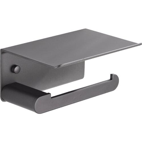 1PC Space Aluminum Gray Toilet Paper Holder with Phone Shelf Bathroom Tissue Holder Toilet Paper Roll Holder