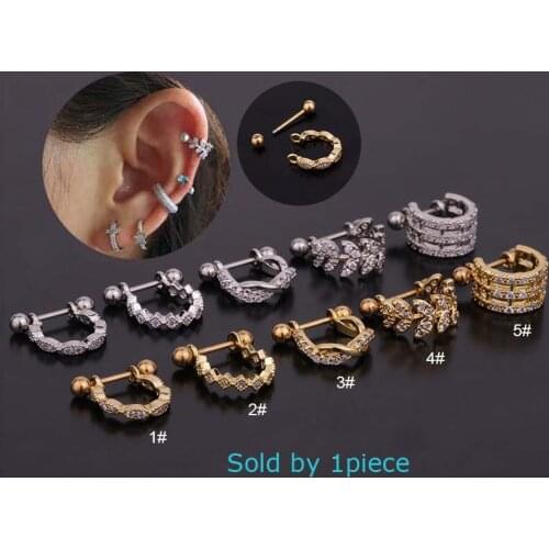 1piece 20G U-shape Conch Pinna Lobe Piercing Cartilage Earrings Stainless Steel