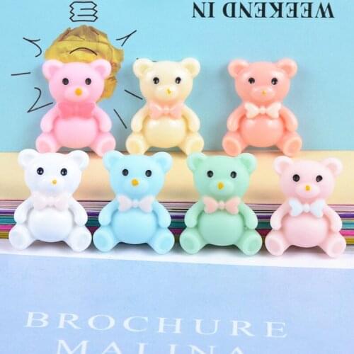 10-50Pcs Resin Color Bear Kawaii Flatback Cabochon DIY Craft Kids Hair Accessories Phone Shell Patches Ornament Scrapbooking