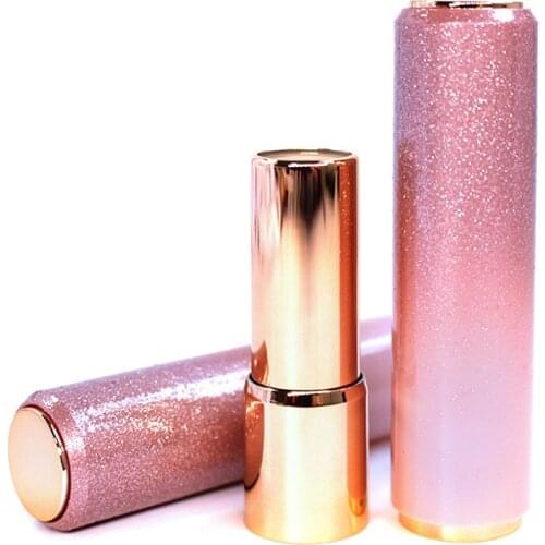 100pcs Empty Lipstick Tubes, Round Pink with Gold Glitter Lip Balm Container for Lipstick Lip Balm DIY