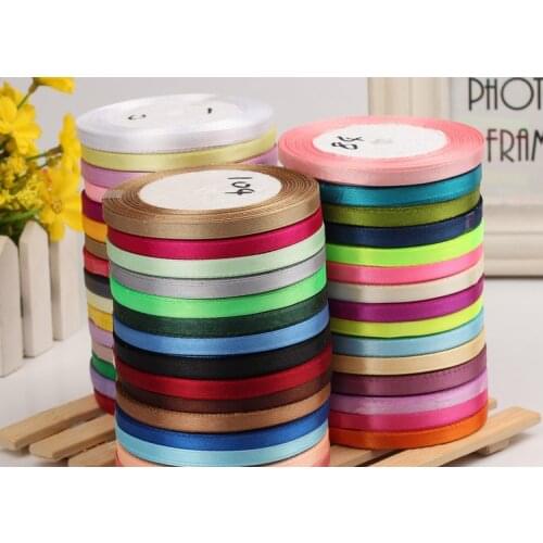2017 New Arrival 6mm 25 yards Single Face Silk Satin Ribbon Decorative Gift Packing Wedding Crafts Christmas Free Shipping