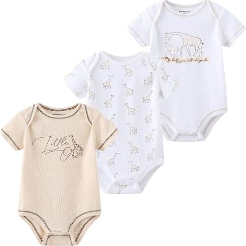 3 PCS/LOT Newborn Baby Clothing 2021 New Fashion Baby Boys Girls Clothes 100% Cotton Baby Bodysuit Short Sleeve Infant Jumpsuit
