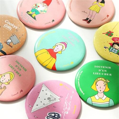 3PCS Portable Paper Mirror Cute Cartoon Hand Pocket Cosmetic Mirror Round Lady Girl Mini Outdoor Party Makeup Mirror Decor