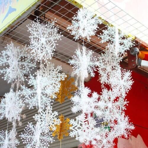 30Pcs New Fashion White Snowflake Sheet Ornament Christmas Tree Decorations Home Festival Decor