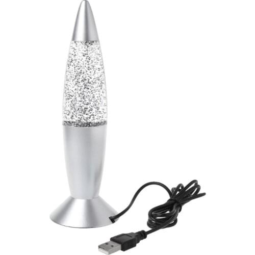 3D Rocket Multi Color Changing Lava Lamp RGB LED Glitter Night Light Gift 62KD