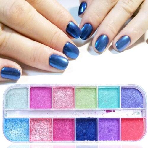 Nail Art Glitter Super-fine Manicure Powder Decor Nail Art Pigment DIY Nails polish 12 Colors Available DIY Manicure Decor